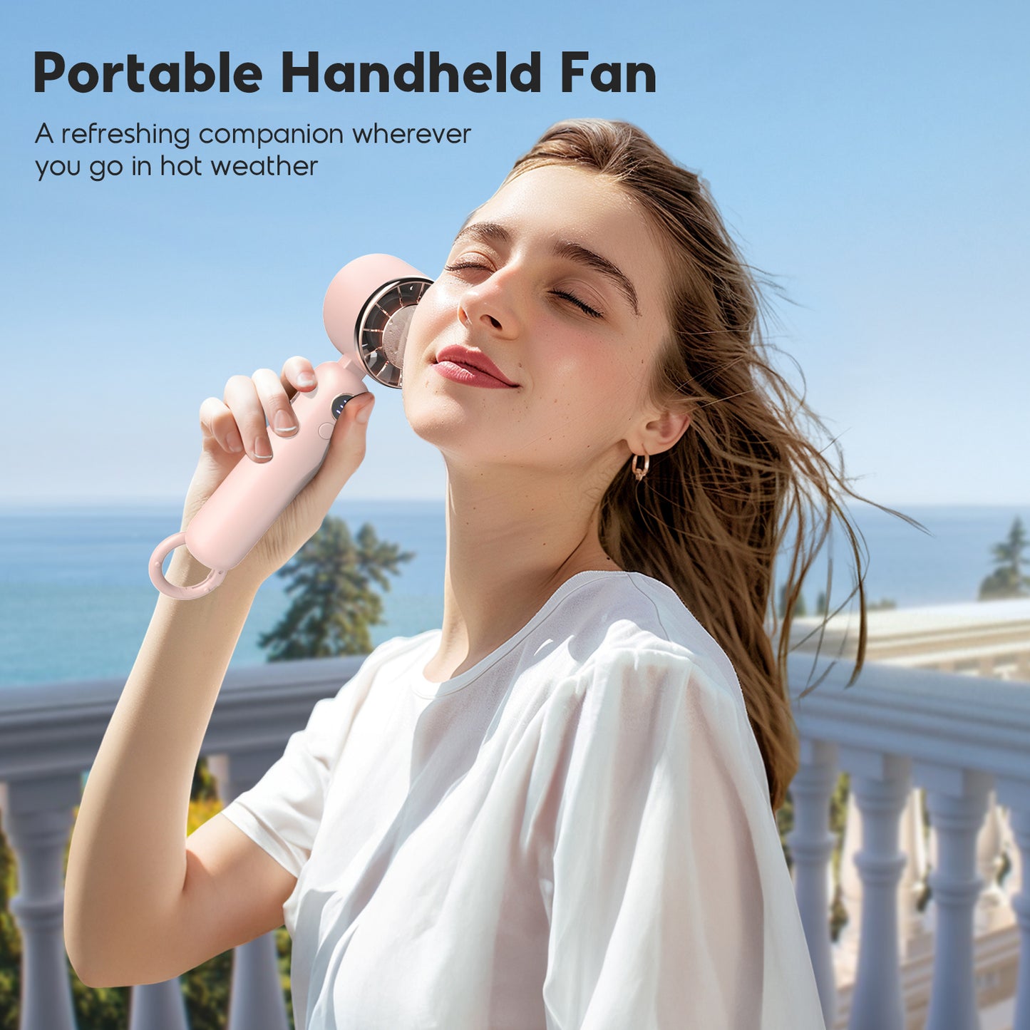 Hotsales Portable Handheld Fan, Powerful Hand Held Mini Fan, 3 Speed USB Rechargeable 5000mAh Battery Operated Fan, LED Display, Cooling Personal Fan Gifts for Women, Men, Travel, Camping, Outdoor