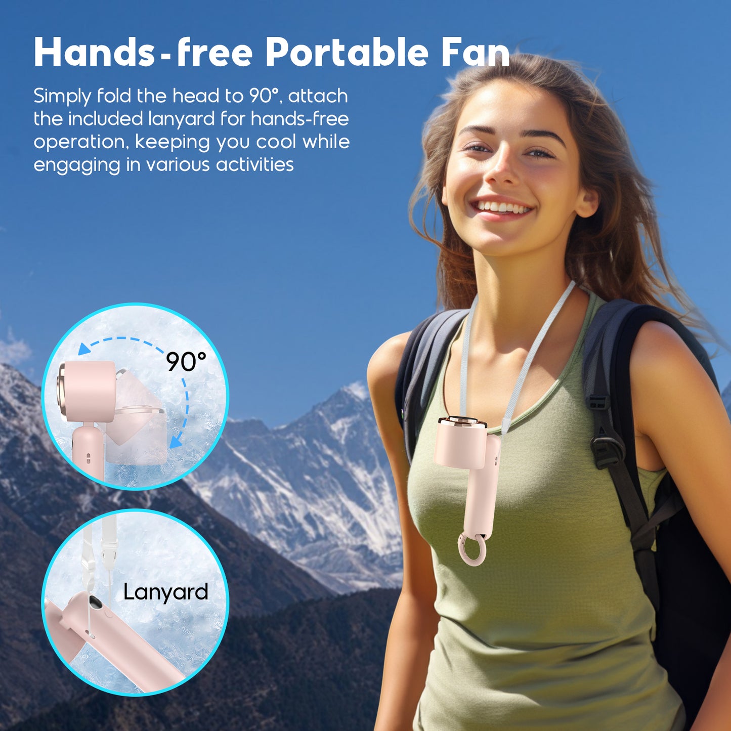 Hotsales Portable Handheld Fan, Powerful Hand Held Mini Fan, 3 Speed USB Rechargeable 5000mAh Battery Operated Fan, LED Display, Cooling Personal Fan Gifts for Women, Men, Travel, Camping, Outdoor