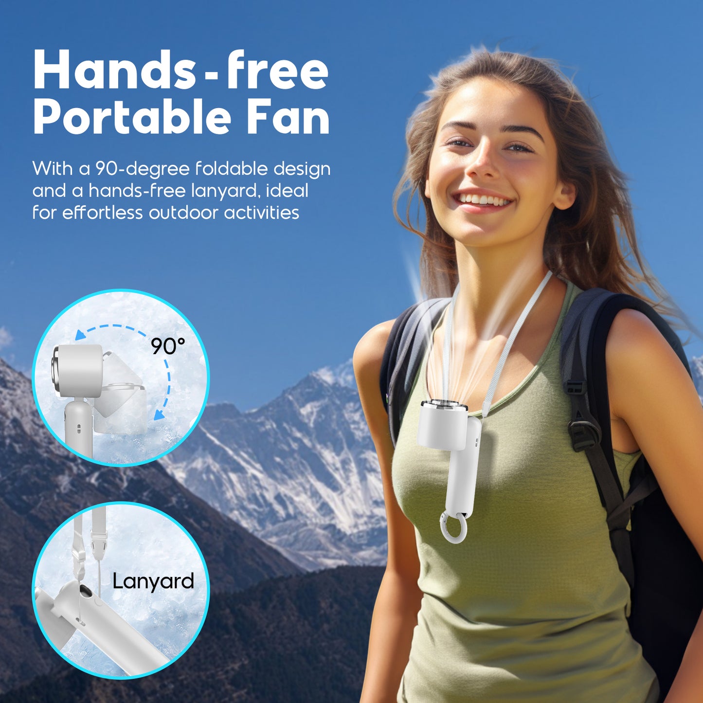 Hotsales Portable Handheld Fan, Powerful Hand Held Mini Fan, 3 Speed USB Rechargeable 5000mAh Battery Operated Fan, LED Display, Cooling Personal Fan Gifts for Women, Men, Travel, Camping, Outdoor